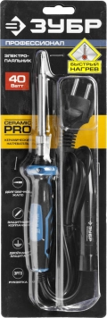 Профессионал ЗУБР Ceramic PRO, 40 Вт, керамическим нагреватель, конус, 2-к рукояткой, электропаяльник с защитным колпачком