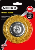 Щетка дисковая для дрели MIRAX 100 мм, витая стальная латунированная проволока 0.3 мм