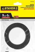STAYER 19 мм, 5 м, черная, на вспененной основе, двухсторонняя клейкая лента, Professional (12233-19-05) - 10 шт