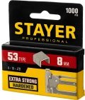 Professional STAYER тип 53 (A/10/JT21), 8 мм, 1000 шт, калибр 23GA, скобы для степлера