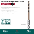 Сверло по металлу для винтовёртов и шуруповертов IMPACT READY KRAFTOOL НЕХ-1/4″, d 3.5 х 79 мм
