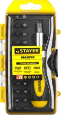 Реверсивная отвертка с насадками STAYER Compact-38, 38 предм.