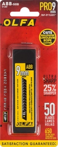 Сегментированные лезвия OLFA EXCEL BLACK, 9 х 80 х 0.38 мм, 50 шт