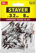 Professional STAYER Color-FIX, 3.2 х 8 мм, темно-красный, 50 шт, алюминиевые заклепки