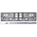Рамка под номерной знак "Russia" (хром, синий) AVS RN-02