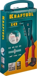 Литой заклепочник в кейсе KRAFTOOL X-5F, 2.4 - 4.8 мм, удержание заклепки