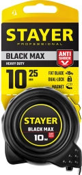 Professional (3410-010) STAYER BlackMax, 10 м х 25 мм, рулетка с двумя фиксаторами