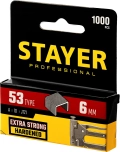 Professional STAYER тип 53 (A/10/JT21), 6 мм, 1000 шт, калибр 23GA, скобы для степлера