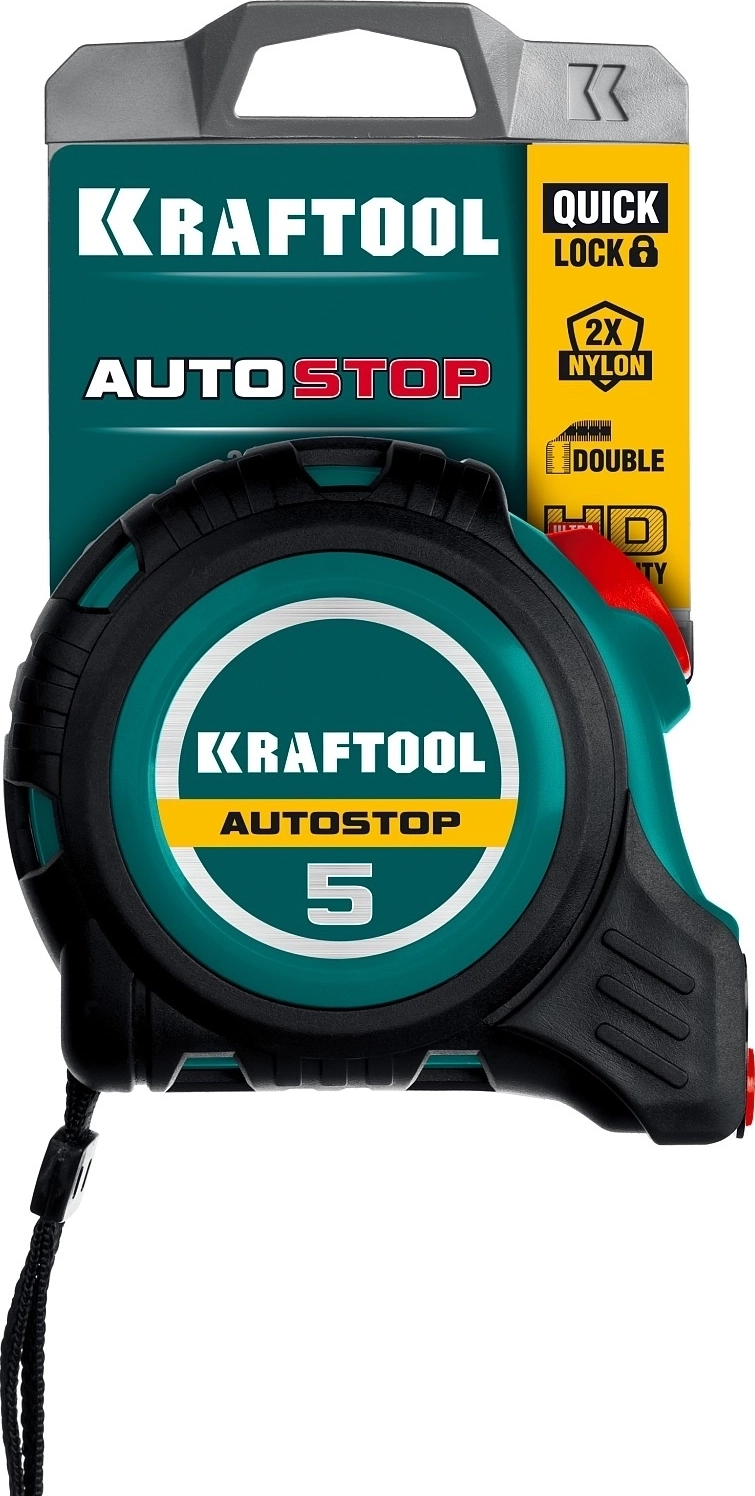 Профессиональная рулетка с автостопом KRAFTOOL AutoStop, 5 м х 19 мм