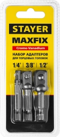 Адаптеры для торцовых головок STAYER Maxfix, 50 мм, 3 шт