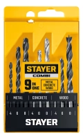 Набор комбинированных сверл STAYER Combi 9 предметов