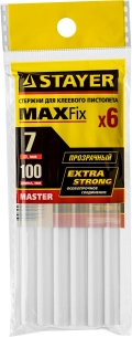 Универсальные клеевые стержни Professional STAYER Cristal, 7 х 100 мм, 6 шт, прозрачные