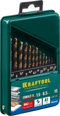 Набор сверл по металлу KRAFTOOL COBALT-8, 13 шт, (1.5-6.5 мм), сталь М42, HSS-Co(8%)