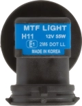 Галогенная лампа MTF Light Long Life +30% H11 55W (в блистере) 12V 2900K  - страна-производитель - Корея, увеличенная длина луча,  яркость - 1550 Lm, цветовая температура - 2900K, долгий срок службы, соответствие международным и европейским стандартам