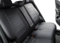 Комплект автомобильных чехлов Seintex 86667 для NISSAN QASHQAI II с подлокотником 2014- - рисунок полоски, черного цвета, материал экокожа с перфорацией