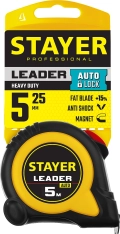 Professional STAYER Leader, 5 м х 25 мм, рулетка с автостопом