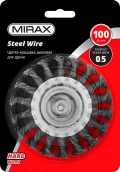 Щетка дисковая для дрели MIRAX 100 / 6 мм, жгутированная стальная проволока 0.5 мм