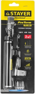 Professional STAYER PS 400, 45 Вт, 1200°С, в наборе: 5 в 1, пьезоподжиг, горелка, фен, 4 жала, газовый паяльник