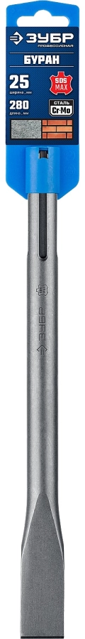 ЗУБР БУРАН, 25 x 280 мм, SDS-max, плоское зубило, Профессионал (29382-25-280)