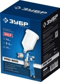 Пневматический краскопульт с верхним бачком ЗУБР PRO 600, HVLP, 1.4 мм
