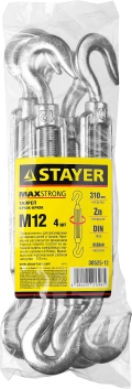 Талреп крюк-крюк STAYER DIN 1480, М12, 4 шт