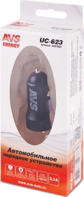 Автомобильное зарядное устройство AVS UC-623 - 2 x USB, выходной ток 3.1 A, выходное напряжение 5 В, напряжение питания 12-24В