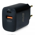 Сетевое зарядное устройство AVS UT-723 - USB QC 3.0+PD Type C, напряжение питания 220 В