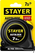 Рулетка с автостопом STAYER AutoLock, 7.5 м х 25 мм