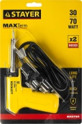 Электропаяльник с пистолетной рукояткой STAYER MAXTerm, 30 Вт + 70 Вт, 2 в 1, конус