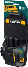 Поясная сумка KRAFTOOL KP-11 с быстросъёмным креплением FastClip, 11 карманов и петель, 170 х 360 мм