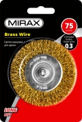 Щетка дисковая для дрели MIRAX 75 мм, витая стальная латунированная проволока 0.3 мм