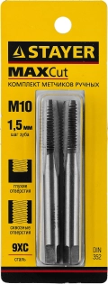Комплект метчиков STAYER M10 х 1.5, 2 шт