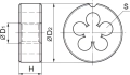 Плашка Thorvik MDG61 D-DRIVE круглая ручная с направляющей в наборе М6х1.0, HSS, Ф25х9 мм