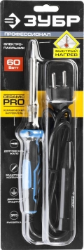 Профессионал ЗУБР Ceramic PRO, 60 Вт, керамическим нагреватель, конус, 2-к рукояткой, электропаяльник с защитным колпачком
