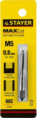 Одинарный метчик для сквозных и глухих отверстий STAYER M5 х 0.8