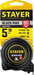 Professional STAYER BlackMax, 5 м х 19 мм, рулетка с двумя фиксаторами