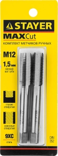 Комплект метчиков STAYER M12 х 1.5, 2 шт