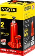 Professional STAYER RED FORCE, 2 т, 181 - 345 мм, бутылочный гидравлический домкрат