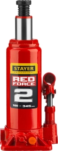 Professional STAYER RED FORCE, 2 т, 181 - 345 мм, бутылочный гидравлический домкрат