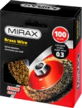 Коническая щетка-крацовка для УШМ MIRAX 100 мм, витая стальная латунированная проволока 0.3 мм