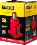 Professional STAYER RED FORCE, 50 т, 300 - 480 мм, бутылочный гидравлический домкрат