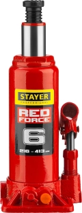Professional STAYER RED FORCE, в кейсе, 6 т, 216 - 413 мм, бутылочный гидравлический домкрат