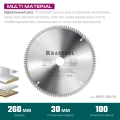 KRAFTOOL Multi Material, 260 х 30 мм, 100Т, пильный диск по алюминию (36953-260-30)