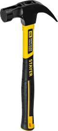 Молоток-гвоздодёр столярный с фиберглассовой рукояткой Professional STAYER Hercules-M 450 г