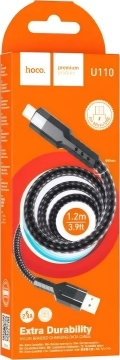 Кабель USB - Micro (для Android) HOCO U110 2,4А черный 1,2м (00191)