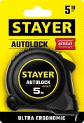 Рулетка с автостопом STAYER AutoLock, 5 м х 19 мм