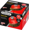 Чашечная щетка-крацовка для УШМ MIRAX 75 мм, витая стальная латунированная проволока 0.3 мм